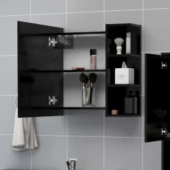 vidaXL - Spiegelkast - Zwart - Bewerkt hout Best