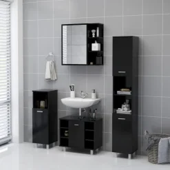 vidaXL - Spiegelkast - Zwart - Bewerkt hout Best