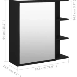vidaXL - Spiegelkast - Zwart - Bewerkt hout Best