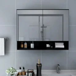 vidaXL - Spiegelkast - Zwart - MDF Hot