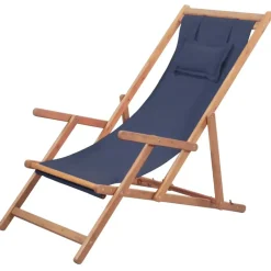 vidaXL - Strandstoel - Blauw - Stof Clearance