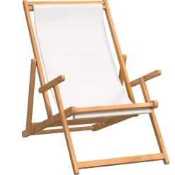 vidaXL - Strandstoel - Crème - Teakhout - Inklapbaar Best