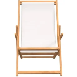 vidaXL - Strandstoel - Crème - Teakhout - Inklapbaar Best