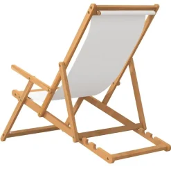 vidaXL - Strandstoel - Crème - Teakhout - Inklapbaar Best
