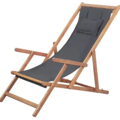 vidaXL - Strandstoel - Grijs - Stof Clearance