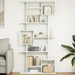 vidaXL - Symmetrische Boekenkast met vakken - Wit - Bewerkt hout - 92x29x188 cm Discount