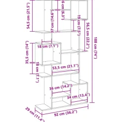 vidaXL - Symmetrische Boekenkast met vakken - Wit - Bewerkt hout - 92x29x188 cm Discount