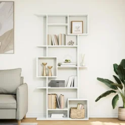 vidaXL - Symmetrische Boekenkast met vakken - Wit - Bewerkt hout - 92x29x188 cm Discount