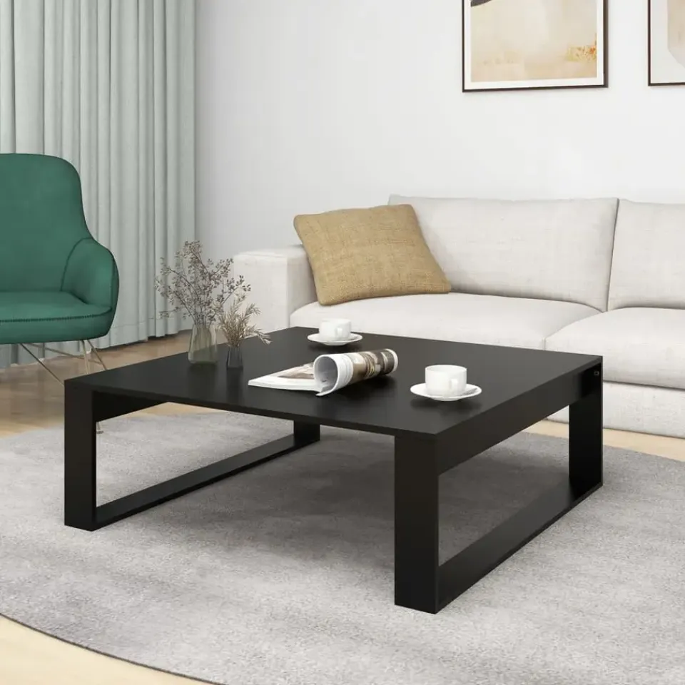 vidaXL - Tafel - Zwart - Bewerkt hout - 100 x 100 cm Outlet