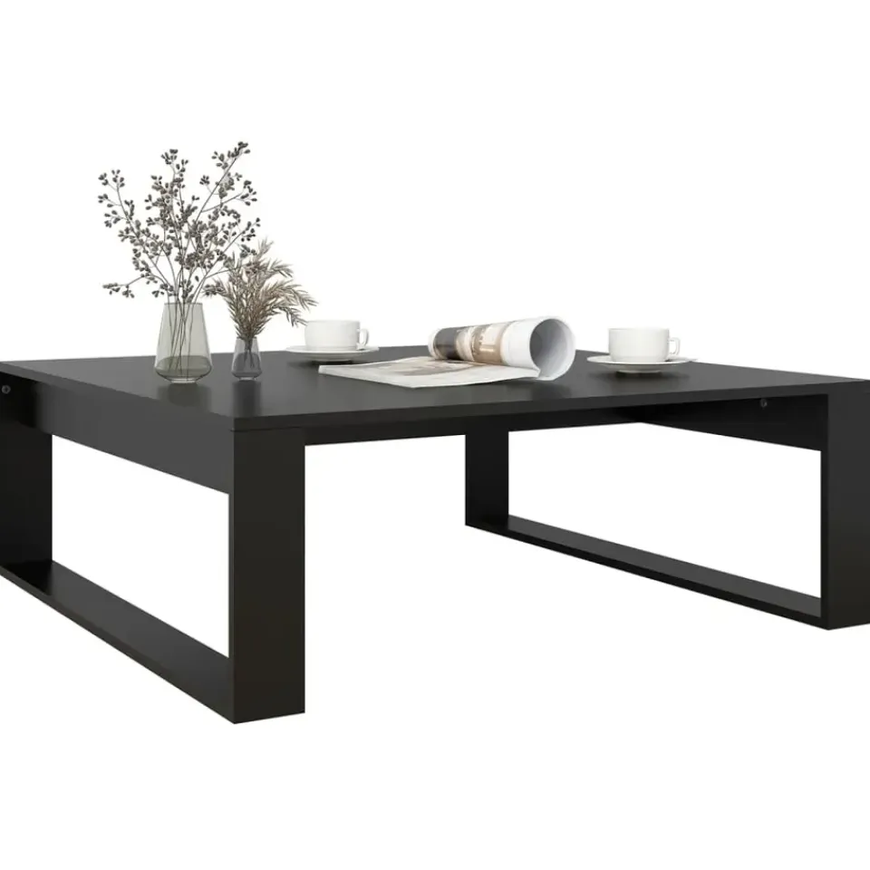 vidaXL - Tafel - Zwart - Bewerkt hout - 100 x 100 cm Outlet