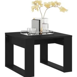 vidaXL - Tafel - Zwart - Bewerkt hout - 50 x 50 cm New