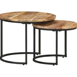 vidaXL - Tafeltje - Bruin - Hout - Ø 40 x 34 cm - 2 stuks Discount