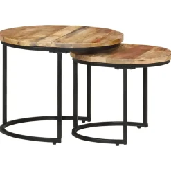 vidaXL - Tafeltje - Bruin - Hout - Ø 40 x 34 cm - 2 stuks Discount