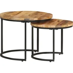 vidaXL - Tafeltje - Bruin - Hout - Ø 40 x 34 cm - 2 stuks Discount