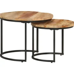 vidaXL - Tafeltje - Bruin - Hout - Ø 40 x 34 cm - 2 stuks Discount