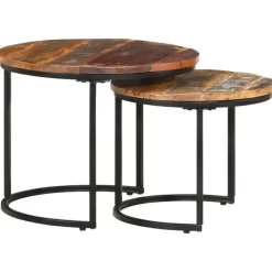 vidaXL - Tafeltje - Bruin - Gerecycled hout - Ø 40 x 34 cm - 2 stuks Hot