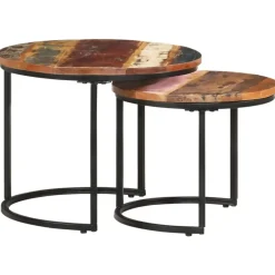 vidaXL - Tafeltje - Bruin - Gerecycled hout - Ø 40 x 34 cm - 2 stuks Hot