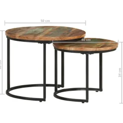 vidaXL - Tafeltje - Bruin - Gerecycled hout - Ø 40 x 34 cm - 2 stuks Hot