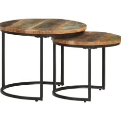 vidaXL - Tafeltje - Bruin - Gerecycled hout - Ø 40 x 34 cm - 2 stuks Hot