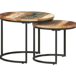 vidaXL - Tafeltje - Bruin - Gerecycled hout - Ø 40 x 34 cm - 2 stuks Hot