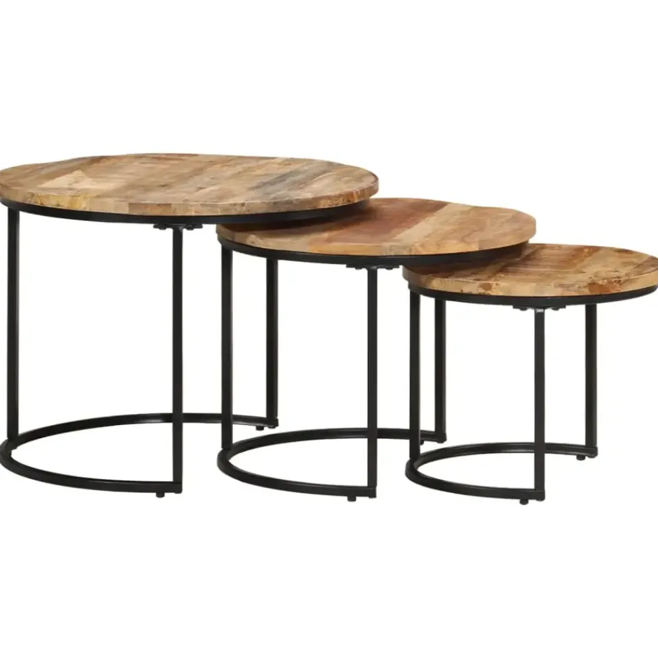 vidaXL - Tafeltje - Bruin - Hout - Ø 40 x 34 cm - 3 stuks