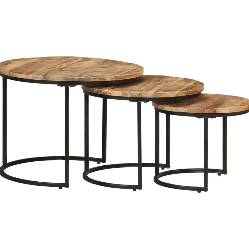 vidaXL - Tafeltje - Bruin - Hout - Ø 40 x 34 cm - 3 stuks