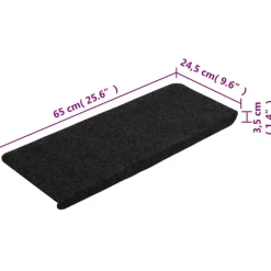 vidaXL - Trapmat - Zwart - Stof - 65 x 24.5 x 3.5 cm - 15 stuks Outlet