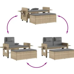 vidaXL - Tuinbank - Beige - Poly rattan