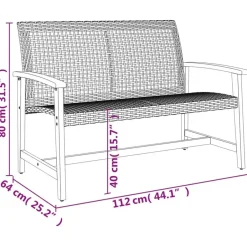 vidaXL - Tuinbank - Beige - Poly rattan en acaciahout beige - 112 cm Best
