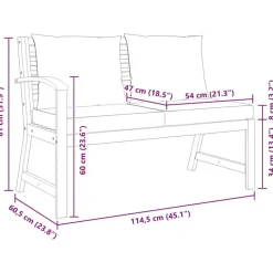 vidaXL - Tuinbank - Bruin - Stof - Met donkergrijs kussen - 114.5 cm