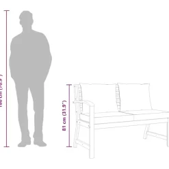 vidaXL - Tuinbank - Bruin - Stof - Met donkergrijs kussen - 114.5 cm