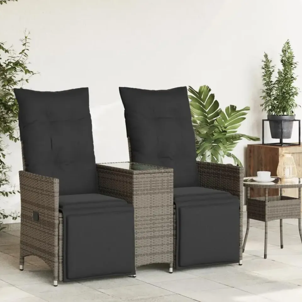 vidaXL - Tuinbank - Grijs - Poly rattan Clearance