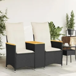 vidaXL - Tuinbank - Zwart - Poly rattan Hot