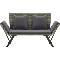 vidaXL - Tuinbank 2-in-1 - Grijs - Poly rattan -176 cm - Met kussens New