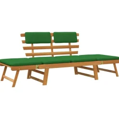 vidaXL - Tuinbank 2-in-1 - Groen - Acaciahout - 190 cm - Met kussens Online