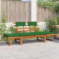 vidaXL - Tuinbank 2-in-1 - Groen - Acaciahout - 190 cm - Met kussens Online