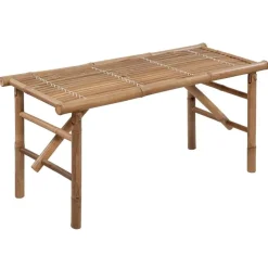 vidaXL - Tuinbank inklapbaar met grijs kussen - bamboe - 118x38x45 cm Discount