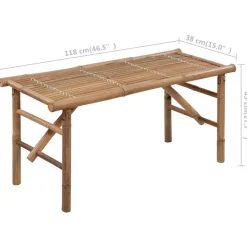 vidaXL - Tuinbank inklapbaar met grijs kussen - bamboe - 118x38x45 cm Discount