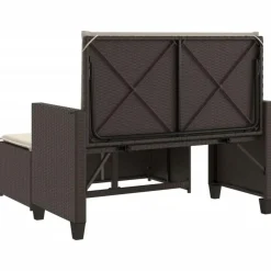 vidaXL - Tuinbank met kussens en voetenbank - Bruin - Poly rattan - 122x55x97 cm Online