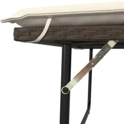 vidaXL - Tuinbank met kussens en voetenbank - Bruin - Poly rattan - 122x55x97 cm Online