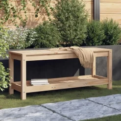 vidaXL - Tuinbank met opbergruimte - Naturel - Massief grenenhout - 108x35x45 cm Discount