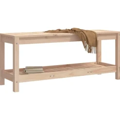 vidaXL - Tuinbank met opbergruimte - Naturel - Massief grenenhout - 108x35x45 cm Discount