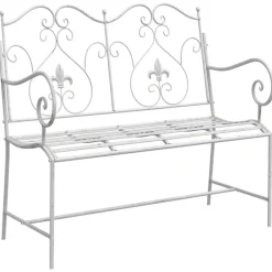 vidaXL - Tuinbank met sprankelend ontwerp - Wit - Staal - 104x54x93 cm Clearance