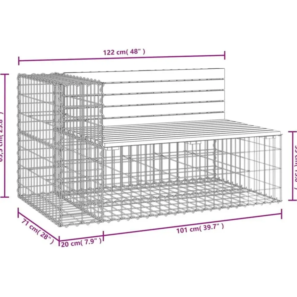 vidaXL - Tuinbank schanskorfontwerp - Geïmpregneerd grenenhout - 122x71x65,5 cm Clearance
