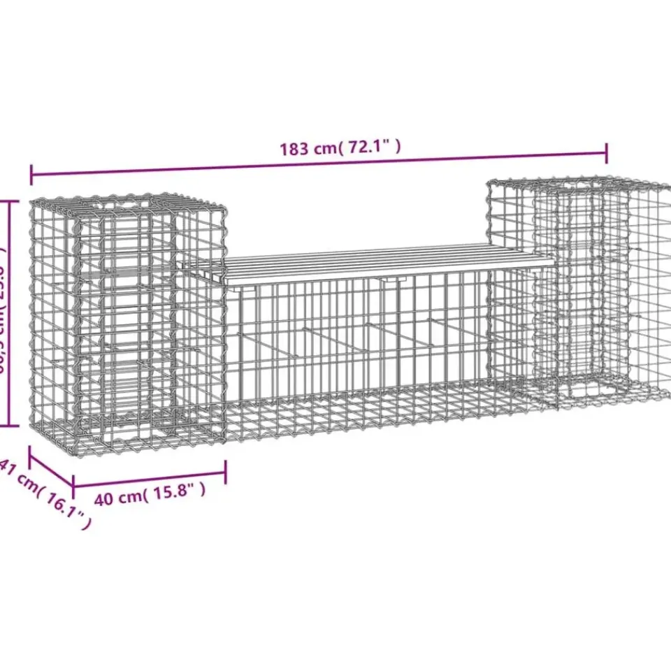 vidaXL - Tuinbank schanskorfontwerp - Massief grenenhout - 183x41x60,5 cm Discount