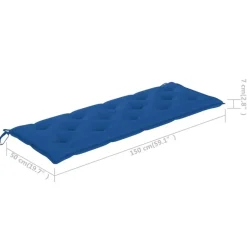 vidaXL - Tuinbank stapelbaar met blauw kussen - Teakhout - 159x57.5x90 cm New