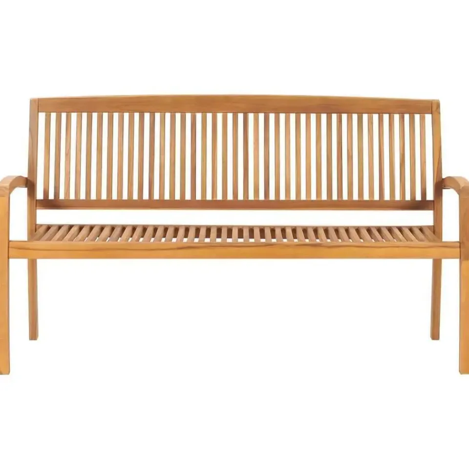 vidaXL - Tuinbank stapelbaar met blauw kussen - Teakhout - 159x57.5x90 cm New