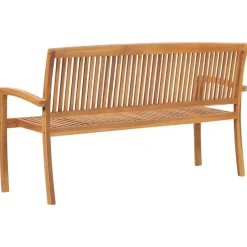 vidaXL - Tuinbank stapelbaar met blauw kussen - Teakhout - 159x57.5x90 cm New