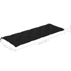 vidaXL - Tuinbank stapelbaar met zwart kussen - Teakhout - 159x57.5x90 cm Sale
