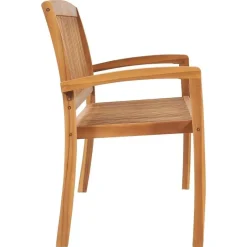 vidaXL - Tuinbank stapelbaar met zwart kussen - Teakhout - 159x57.5x90 cm Sale